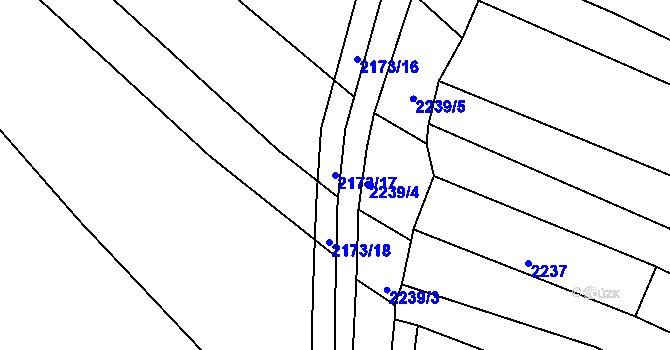 Parcela st. 2173/17 v KÚ Ždánice, Katastrální mapa