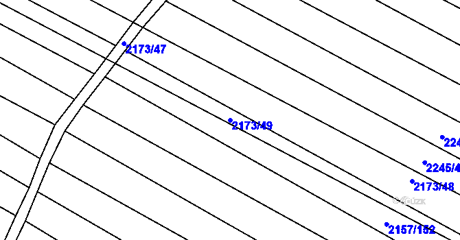 Parcela st. 2173/49 v KÚ Ždánice, Katastrální mapa