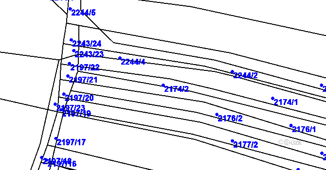Parcela st. 2174/2 v KÚ Ždánice, Katastrální mapa