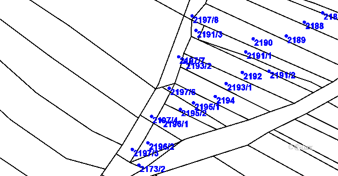 Parcela st. 2197/6 v KÚ Ždánice, Katastrální mapa