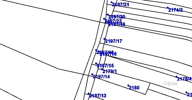 Parcela st. 2197/18 v KÚ Ždánice, Katastrální mapa