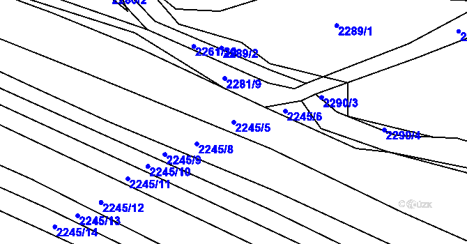 Parcela st. 2245/5 v KÚ Ždánice, Katastrální mapa