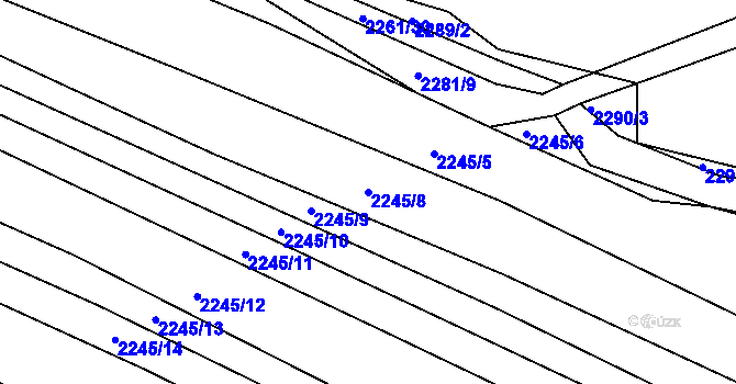 Parcela st. 2245/8 v KÚ Ždánice, Katastrální mapa