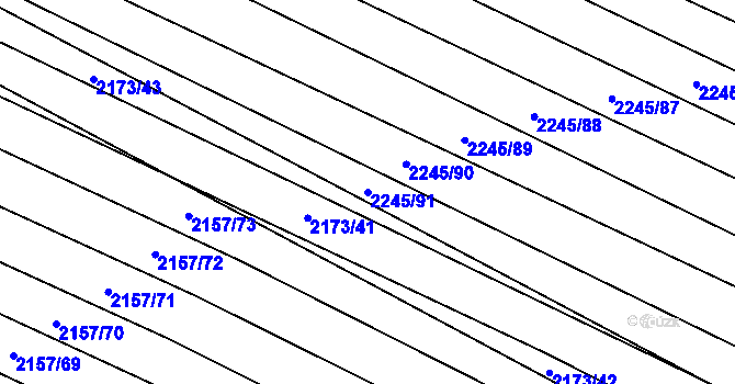 Parcela st. 2245/91 v KÚ Ždánice, Katastrální mapa