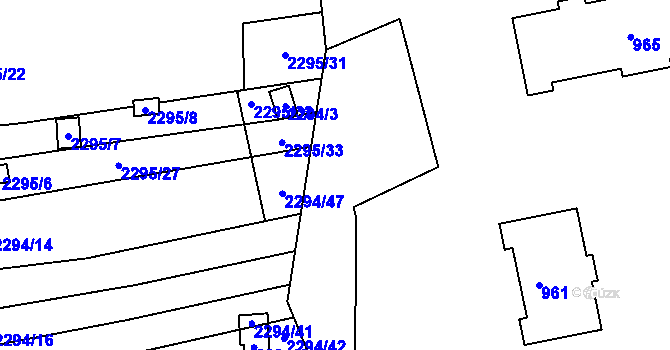 Parcela st. 2294/2 v KÚ Ždánice, Katastrální mapa