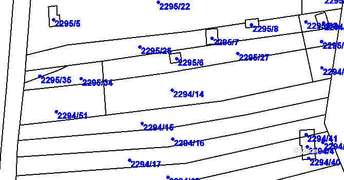 Parcela st. 2294/14 v KÚ Ždánice, Katastrální mapa