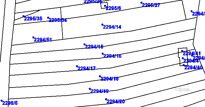 Parcela st. 2294/16 v KÚ Ždánice, Katastrální mapa