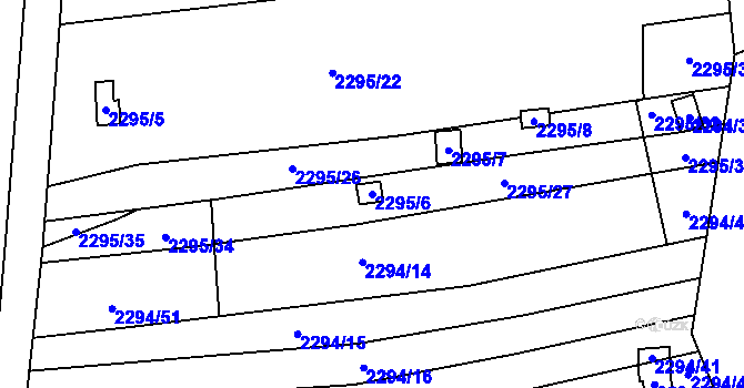 Parcela st. 2295/6 v KÚ Ždánice, Katastrální mapa