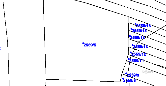 Parcela st. 2559/5 v KÚ Ždánice, Katastrální mapa