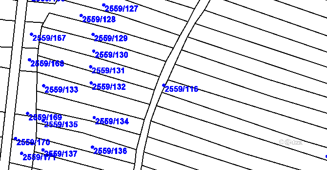 Parcela st. 2559/116 v KÚ Ždánice, Katastrální mapa