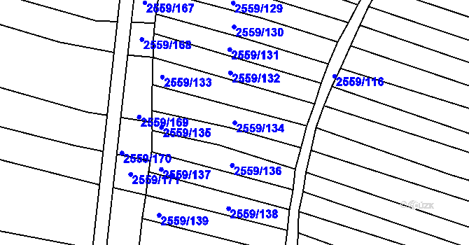 Parcela st. 2559/134 v KÚ Ždánice, Katastrální mapa