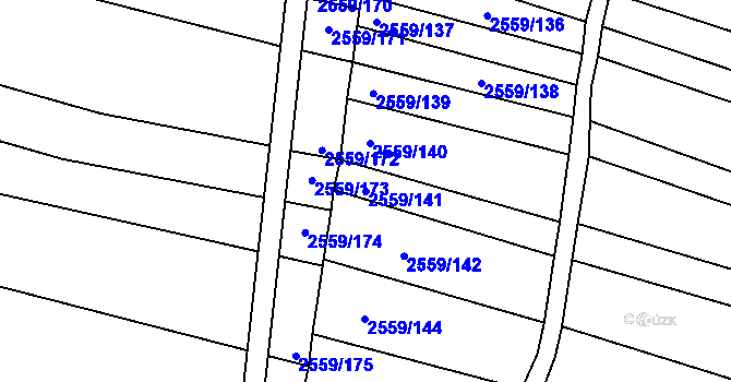 Parcela st. 2559/141 v KÚ Ždánice, Katastrální mapa
