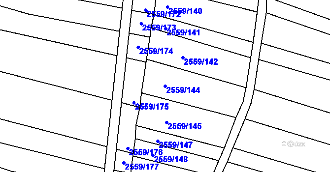Parcela st. 2559/144 v KÚ Ždánice, Katastrální mapa