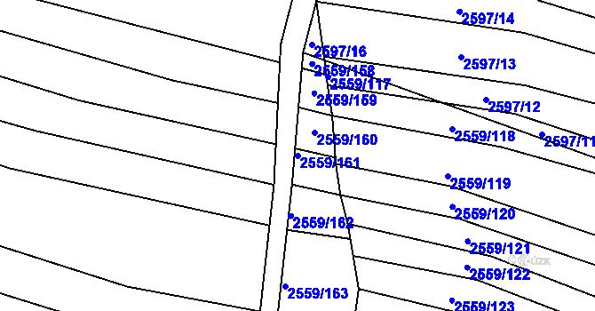 Parcela st. 2559/161 v KÚ Ždánice, Katastrální mapa