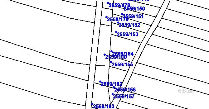 Parcela st. 2559/180 v KÚ Ždánice, Katastrální mapa