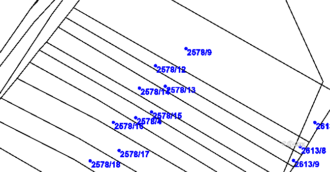 Parcela st. 2578/13 v KÚ Ždánice, Katastrální mapa