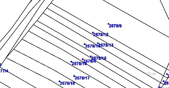 Parcela st. 2578/14 v KÚ Ždánice, Katastrální mapa
