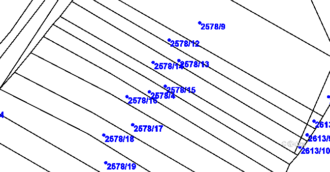 Parcela st. 2578/15 v KÚ Ždánice, Katastrální mapa