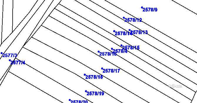 Parcela st. 2578/16 v KÚ Ždánice, Katastrální mapa