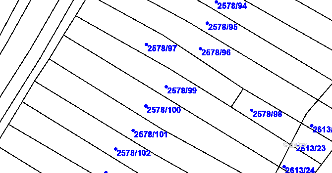 Parcela st. 2578/99 v KÚ Ždánice, Katastrální mapa