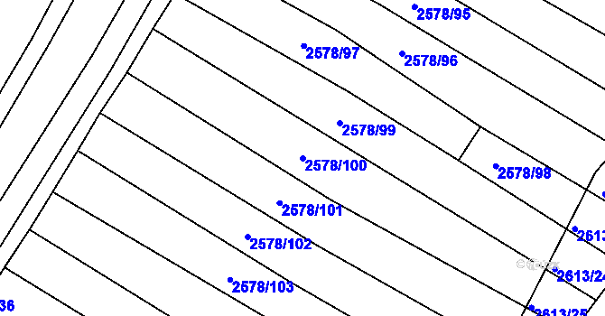 Parcela st. 2578/100 v KÚ Ždánice, Katastrální mapa