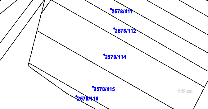 Parcela st. 2578/114 v KÚ Ždánice, Katastrální mapa