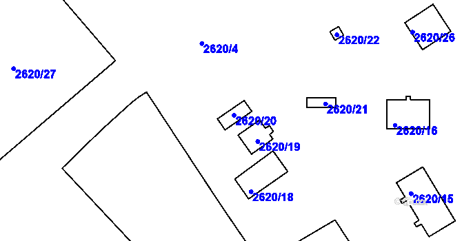 Parcela st. 2620/20 v KÚ Ždánice, Katastrální mapa