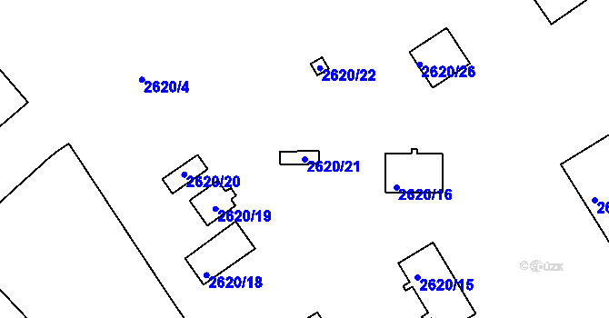 Parcela st. 2620/21 v KÚ Ždánice, Katastrální mapa