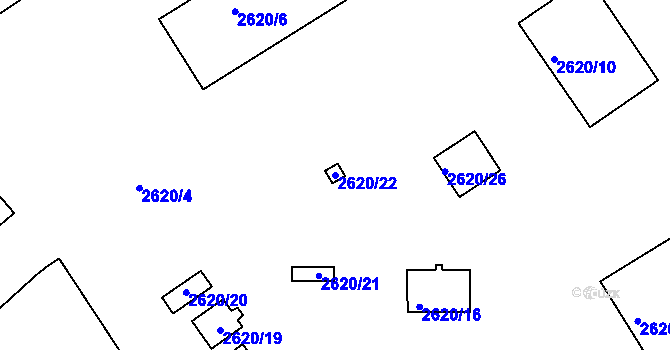 Parcela st. 2620/22 v KÚ Ždánice, Katastrální mapa