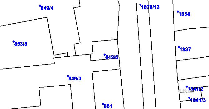 Parcela st. 849/6 v KÚ Ždánice, Katastrální mapa