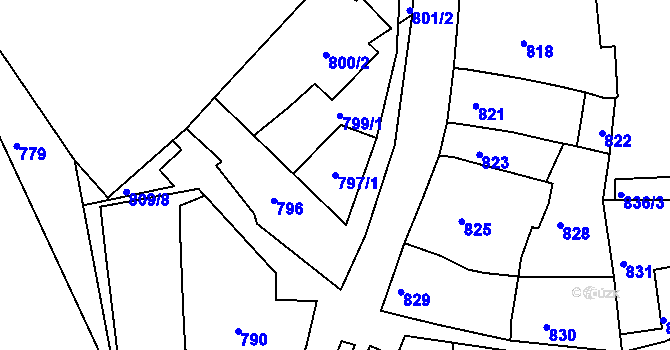 Parcela st. 797/1 v KÚ Ždánice, Katastrální mapa