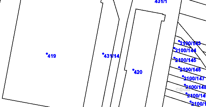Parcela st. 431/14 v KÚ Ždánice, Katastrální mapa