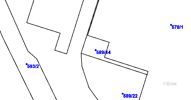 Parcela st. 589/14 v KÚ Ždánice, Katastrální mapa