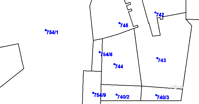 Parcela st. 754/8 v KÚ Ždánice, Katastrální mapa
