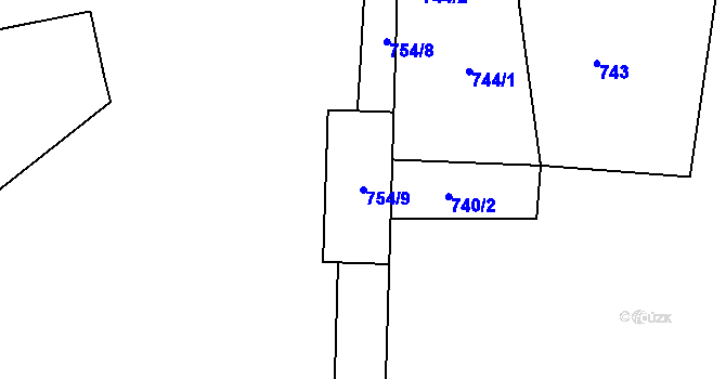 Parcela st. 754/9 v KÚ Ždánice, Katastrální mapa