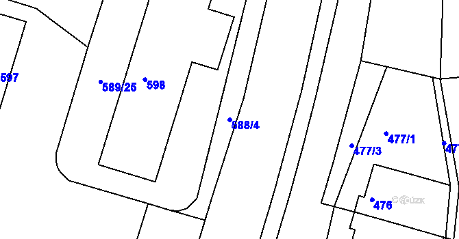 Parcela st. 588/4 v KÚ Ždánice, Katastrální mapa