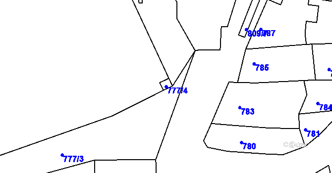 Parcela st. 777/4 v KÚ Ždánice, Katastrální mapa