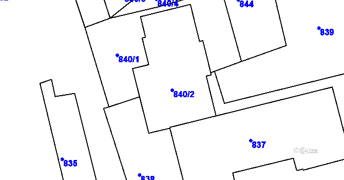 Parcela st. 840/2 v KÚ Ždánice, Katastrální mapa