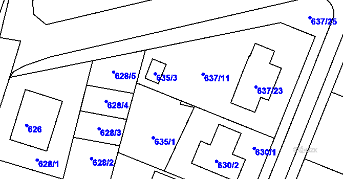 Parcela st. 635/2 v KÚ Ždánice, Katastrální mapa