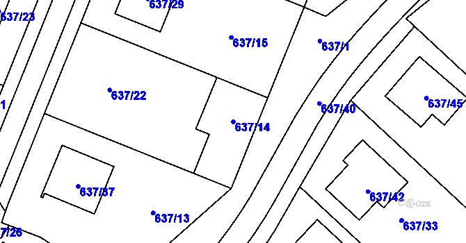 Parcela st. 637/14 v KÚ Ždánice, Katastrální mapa