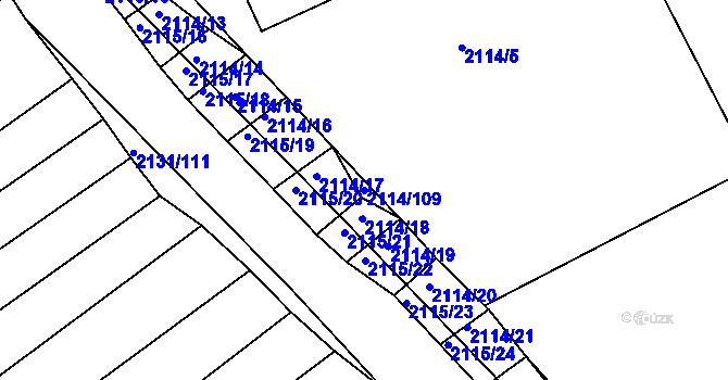 Parcela st. 2114/109 v KÚ Ždánice, Katastrální mapa