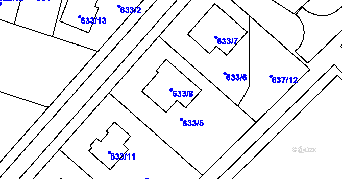 Parcela st. 633/8 v KÚ Ždánice, Katastrální mapa