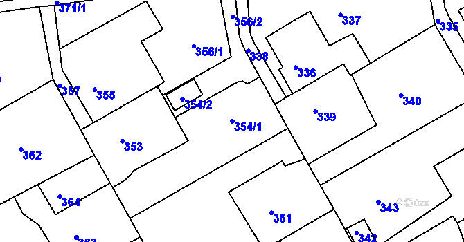 Parcela st. 354/1 v KÚ Ždánice, Katastrální mapa