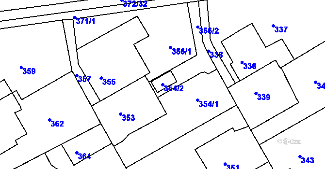 Parcela st. 354/2 v KÚ Ždánice, Katastrální mapa