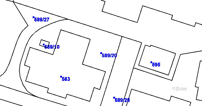 Parcela st. 589/20 v KÚ Ždánice, Katastrální mapa