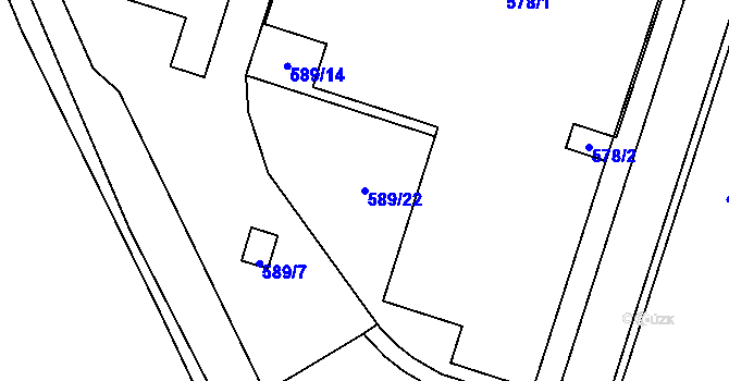 Parcela st. 589/22 v KÚ Ždánice, Katastrální mapa