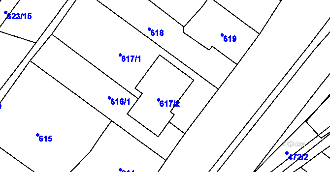 Parcela st. 617/2 v KÚ Ždánice, Katastrální mapa