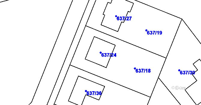Parcela st. 637/24 v KÚ Ždánice, Katastrální mapa