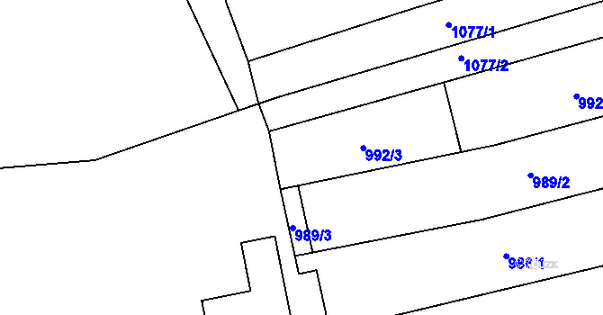 Parcela st. 992/4 v KÚ Ždánice, Katastrální mapa