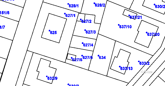 Parcela st. 627/4 v KÚ Ždánice, Katastrální mapa